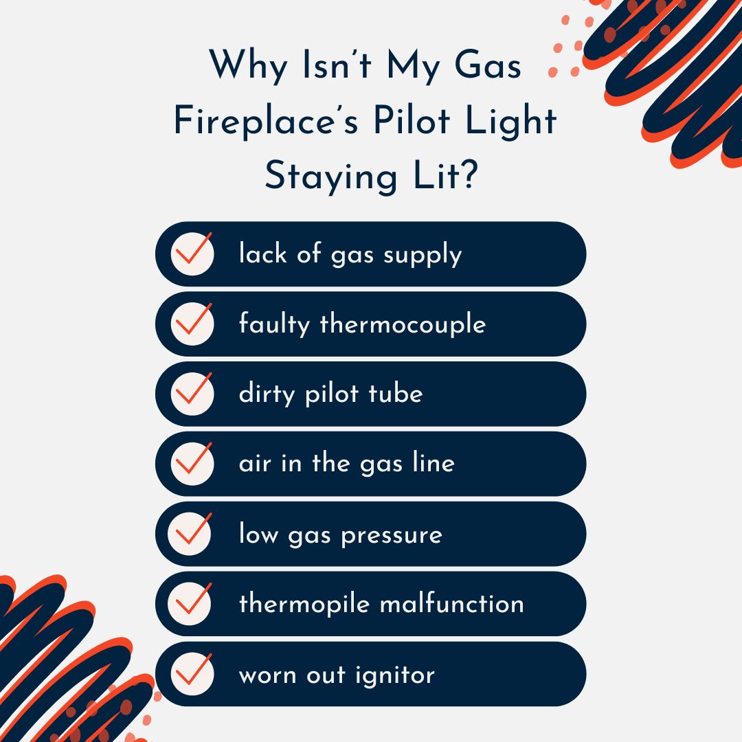 original infographic of reasons why a pilot light won't light